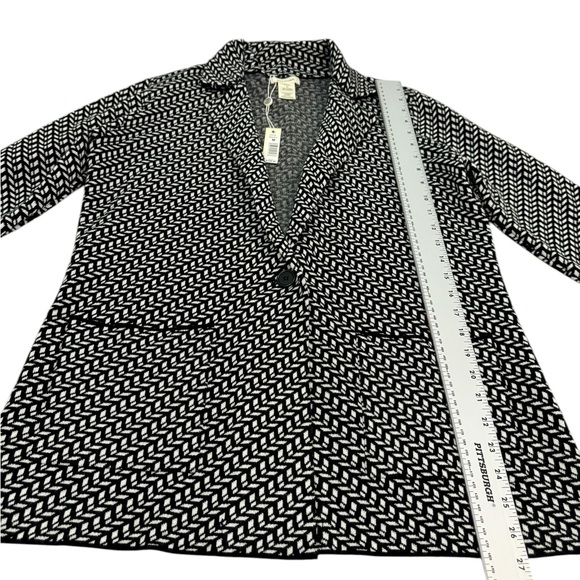 Max Studio Black Ivory Textured Knit Blazer Cardigan Size Medium - Picture 6 of 15